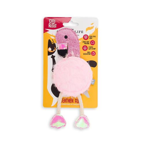 Pink flamingo cat store toy