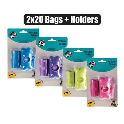 Dog Clean up Bags And Holder 2X20s petzone by West Pack Lifestyle